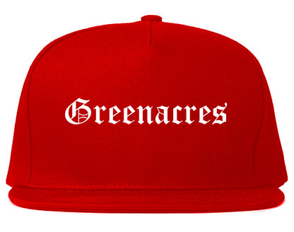 Greenacres Florida FL Old English Mens Snapback Hat Red