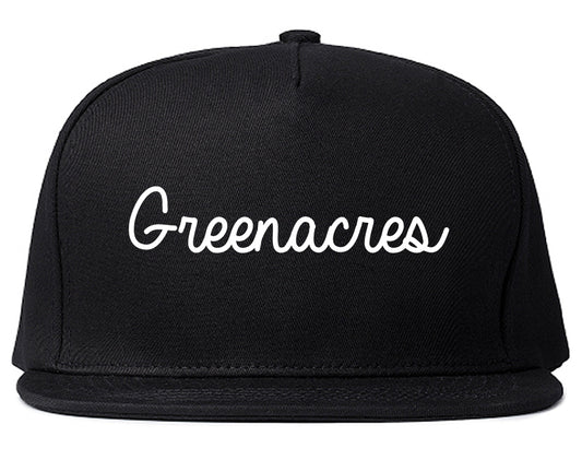 Greenacres Florida FL Script Mens Snapback Hat Black