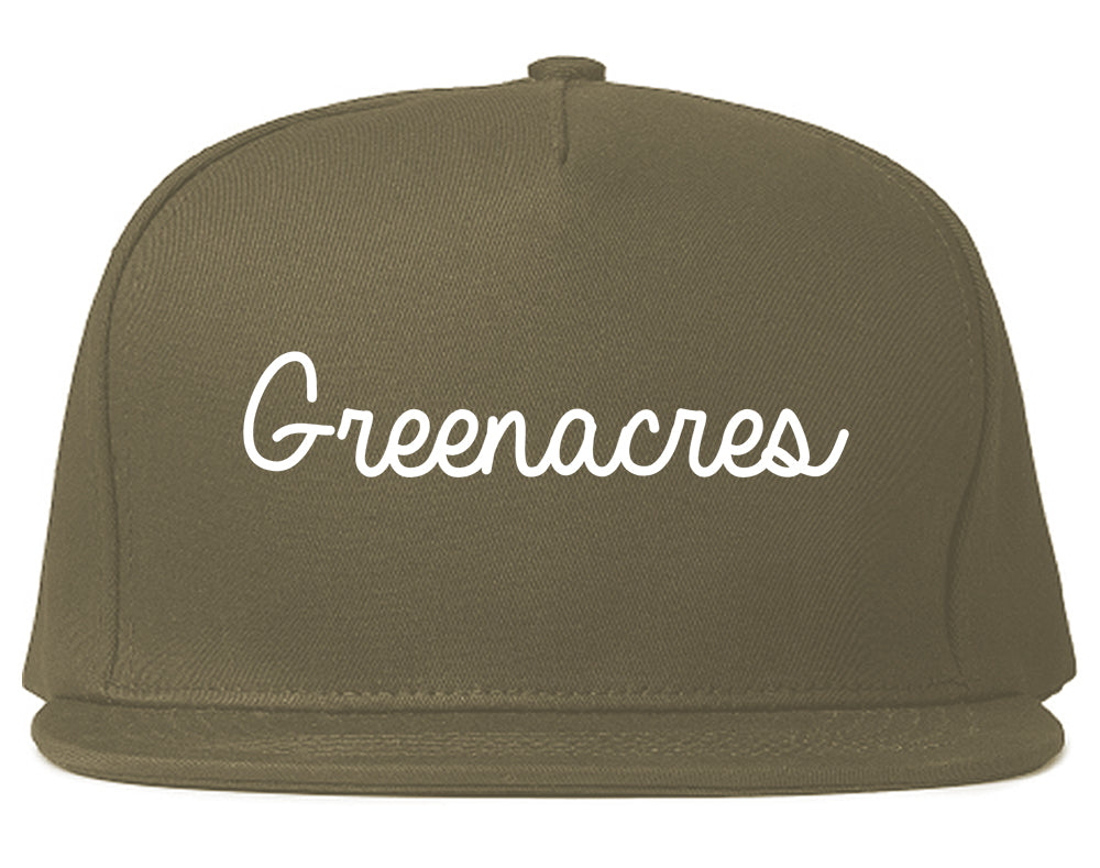 Greenacres Florida FL Script Mens Snapback Hat Grey