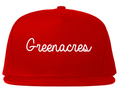 Greenacres Florida FL Script Mens Snapback Hat Red