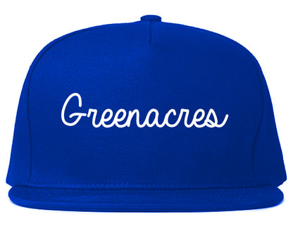 Greenacres Florida FL Script Mens Snapback Hat Royal Blue