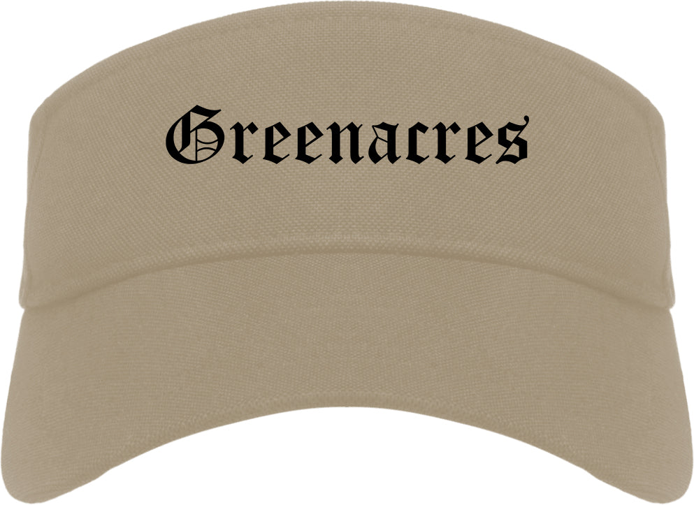 Greenacres Florida FL Old English Mens Visor Cap Hat Khaki