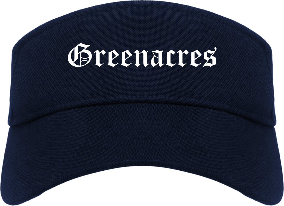 Greenacres Florida FL Old English Mens Visor Cap Hat Navy Blue