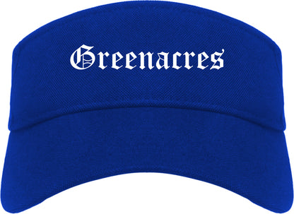 Greenacres Florida FL Old English Mens Visor Cap Hat Royal Blue