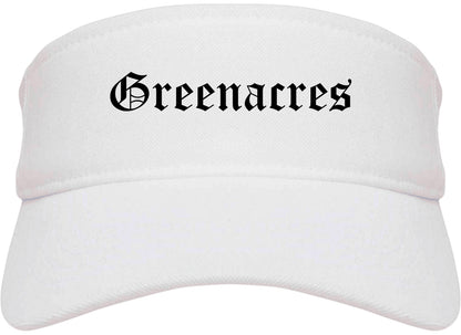 Greenacres Florida FL Old English Mens Visor Cap Hat White