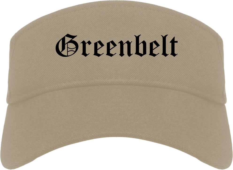 Greenbelt Maryland MD Old English Mens Visor Cap Hat Khaki