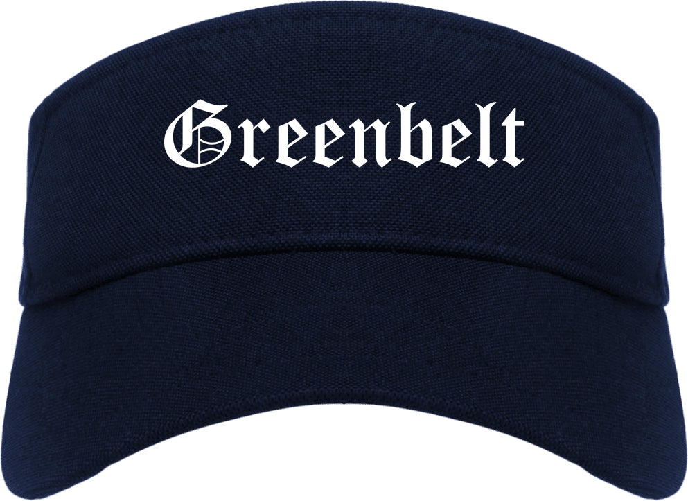 Greenbelt Maryland MD Old English Mens Visor Cap Hat Navy Blue