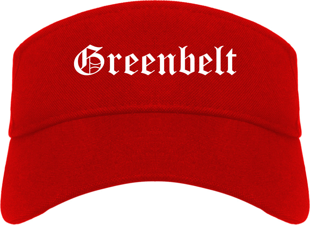 Greenbelt Maryland MD Old English Mens Visor Cap Hat Red
