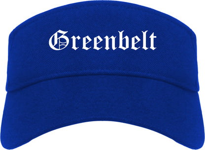 Greenbelt Maryland MD Old English Mens Visor Cap Hat Royal Blue