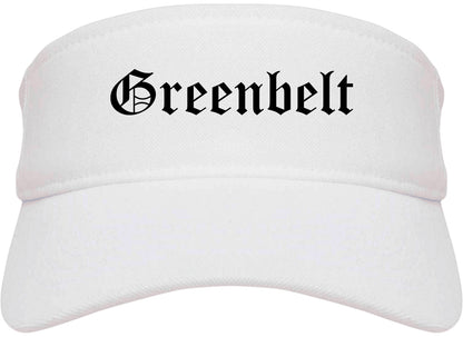 Greenbelt Maryland MD Old English Mens Visor Cap Hat White