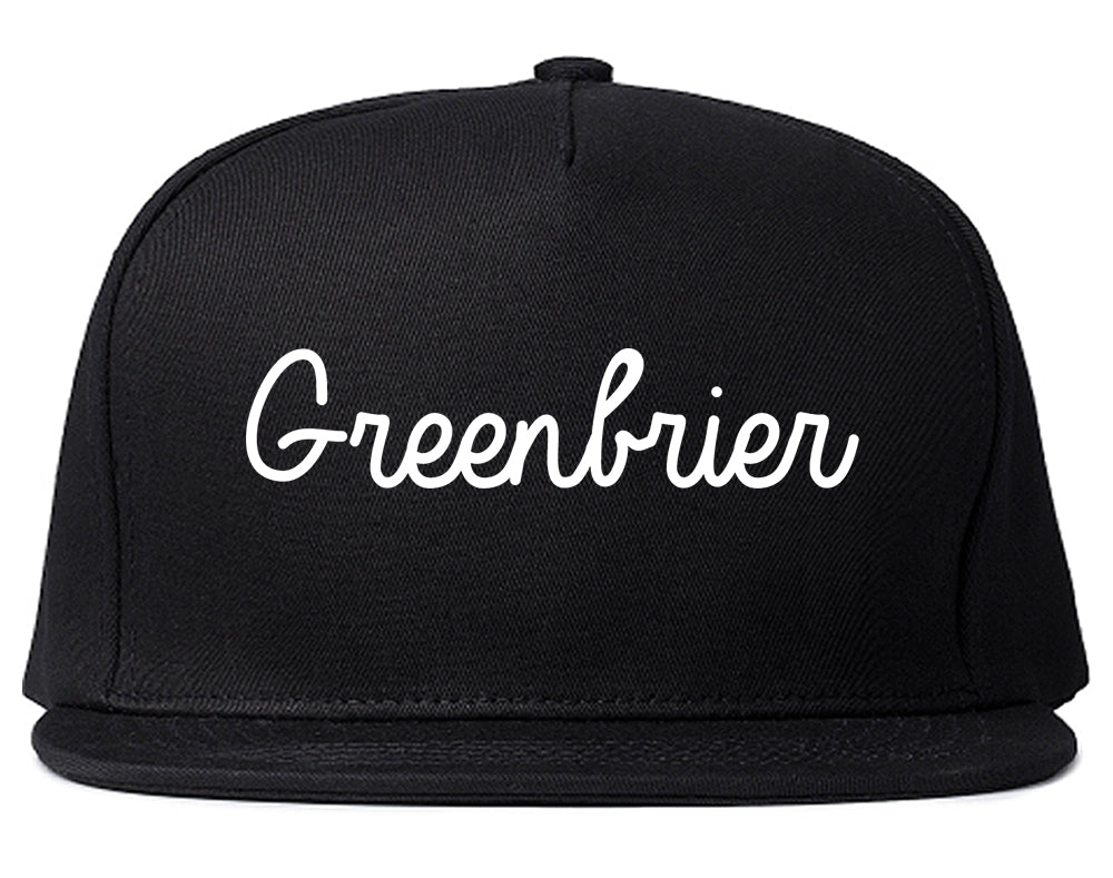 Greenbrier Arkansas AR Script Mens Snapback Hat Black