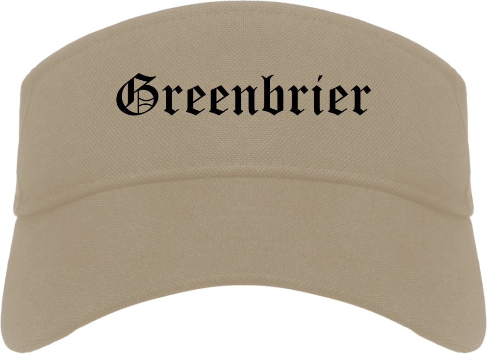 Greenbrier Arkansas AR Old English Mens Visor Cap Hat Khaki