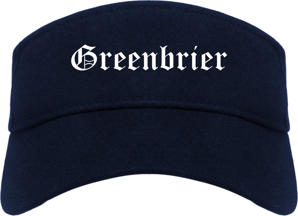 Greenbrier Arkansas AR Old English Mens Visor Cap Hat Navy Blue