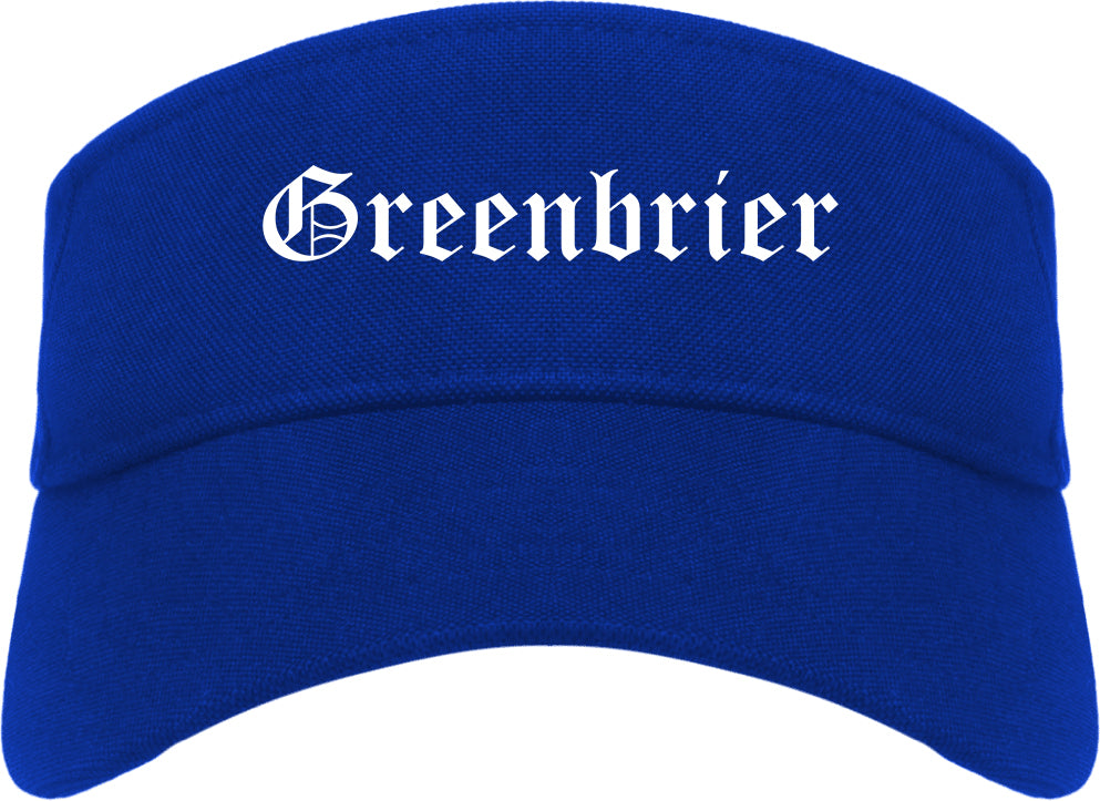 Greenbrier Arkansas AR Old English Mens Visor Cap Hat Royal Blue