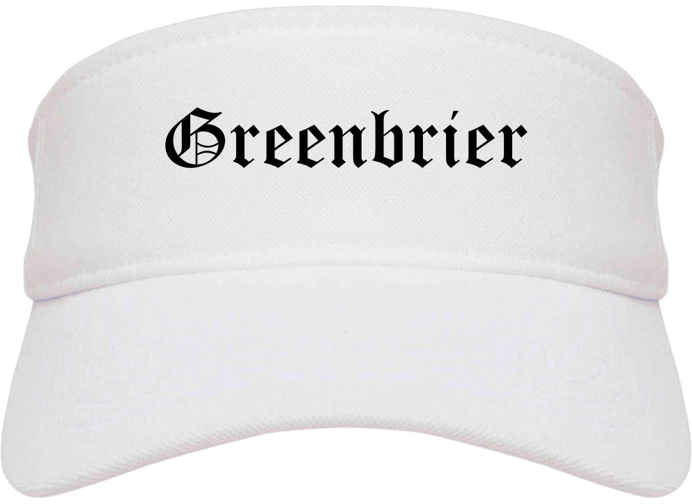 Greenbrier Arkansas AR Old English Mens Visor Cap Hat White