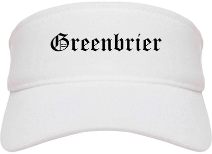 Greenbrier Arkansas AR Old English Mens Visor Cap Hat White