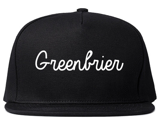 Greenbrier Tennessee TN Script Mens Snapback Hat Black