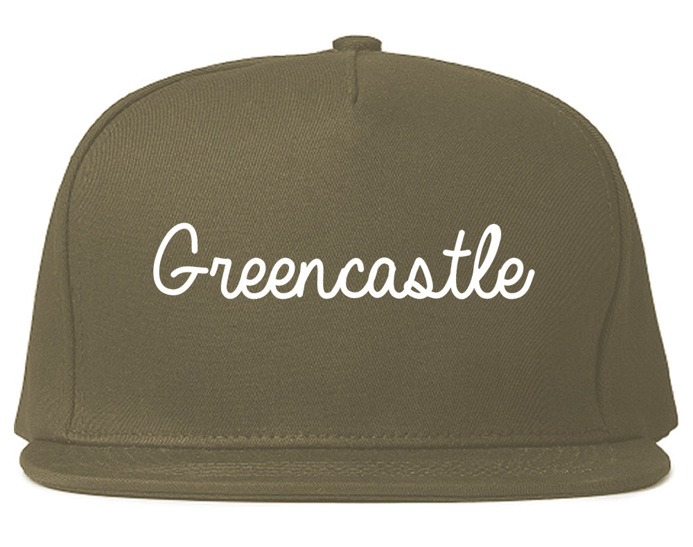 Greencastle Indiana IN Script Mens Snapback Hat Grey