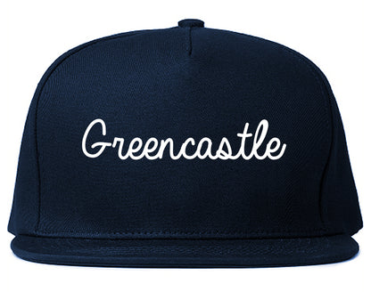 Greencastle Indiana IN Script Mens Snapback Hat Navy Blue