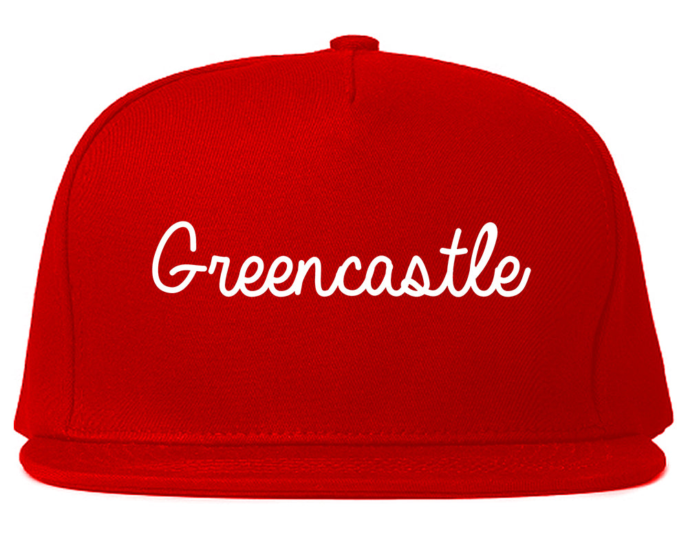 Greencastle Indiana IN Script Mens Snapback Hat Red