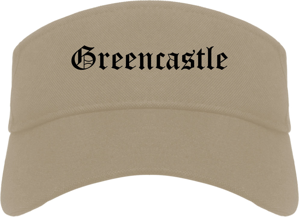 Greencastle Indiana IN Old English Mens Visor Cap Hat Khaki