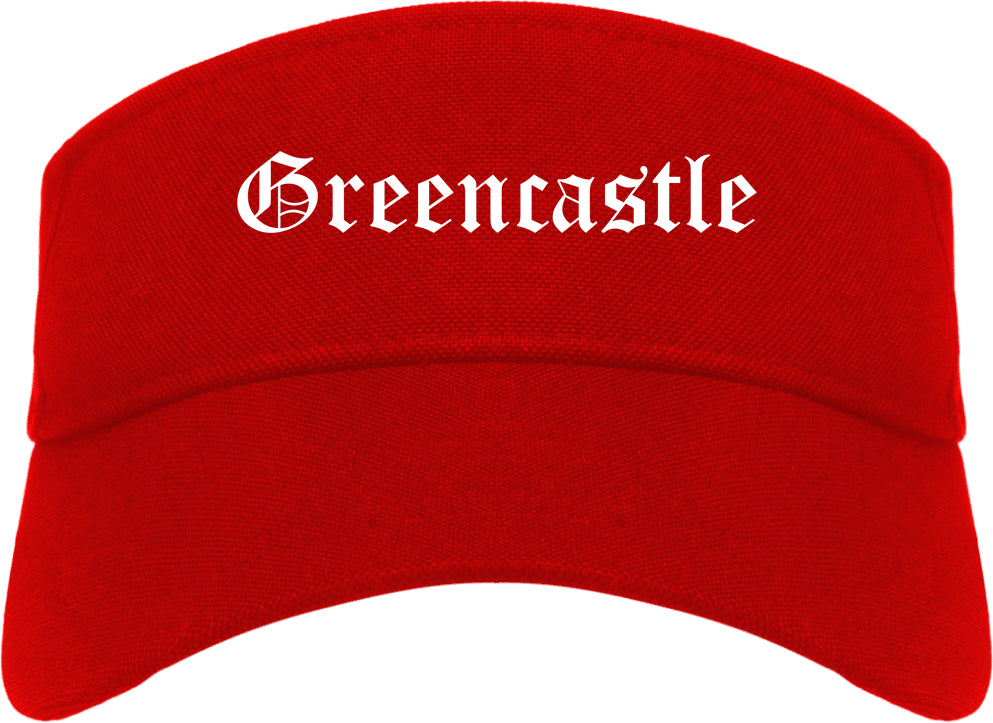 Greencastle Indiana IN Old English Mens Visor Cap Hat Red