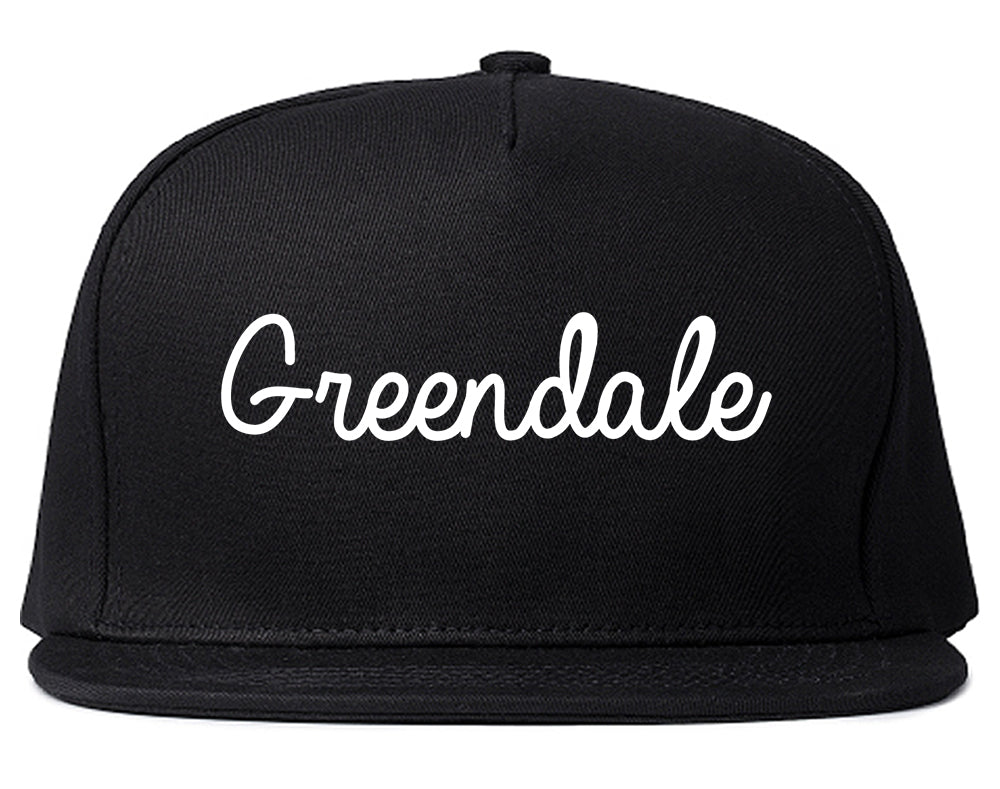 Greendale Indiana IN Script Mens Snapback Hat Black