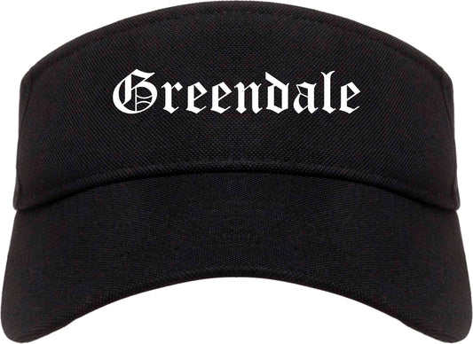 Greendale Indiana IN Old English Mens Visor Cap Hat Black