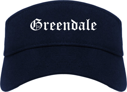 Greendale Indiana IN Old English Mens Visor Cap Hat Navy Blue