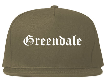 Greendale Wisconsin WI Old English Mens Snapback Hat Grey