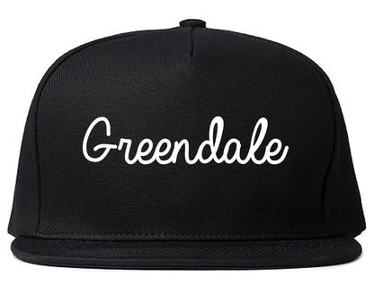 Greendale Wisconsin WI Script Mens Snapback Hat Black