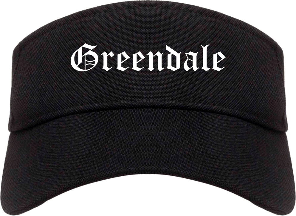 Greendale Wisconsin WI Old English Mens Visor Cap Hat Black