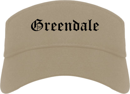 Greendale Wisconsin WI Old English Mens Visor Cap Hat Khaki