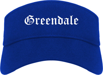 Greendale Wisconsin WI Old English Mens Visor Cap Hat Royal Blue