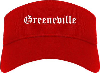 Greeneville Tennessee TN Old English Mens Visor Cap Hat Red