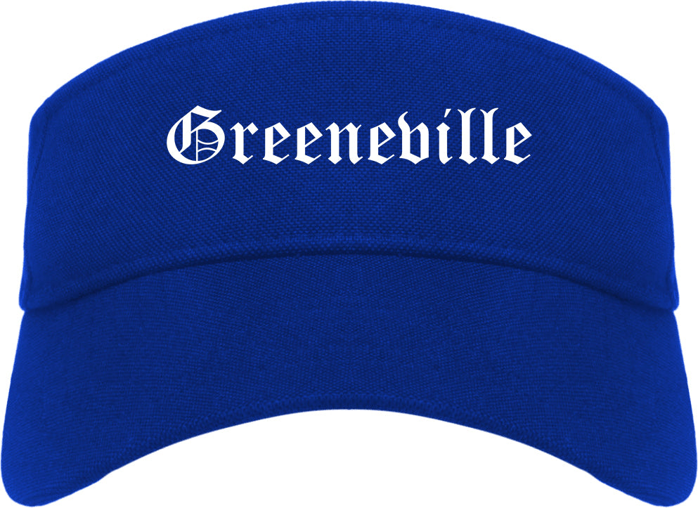 Greeneville Tennessee TN Old English Mens Visor Cap Hat Royal Blue