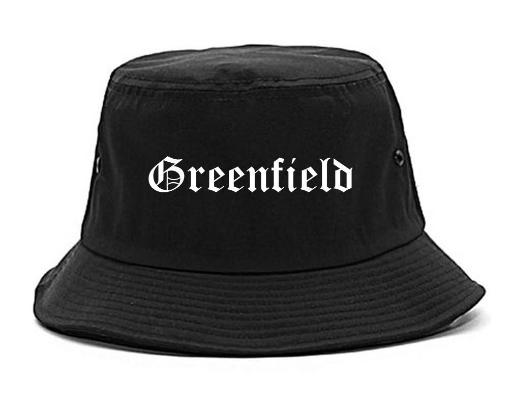 Greenfield California CA Old English Mens Bucket Hat Black
