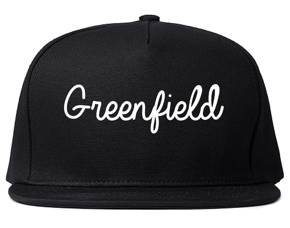 Greenfield California CA Script Mens Snapback Hat Black