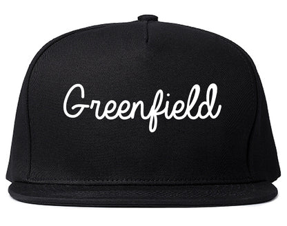 Greenfield California CA Script Mens Snapback Hat Black