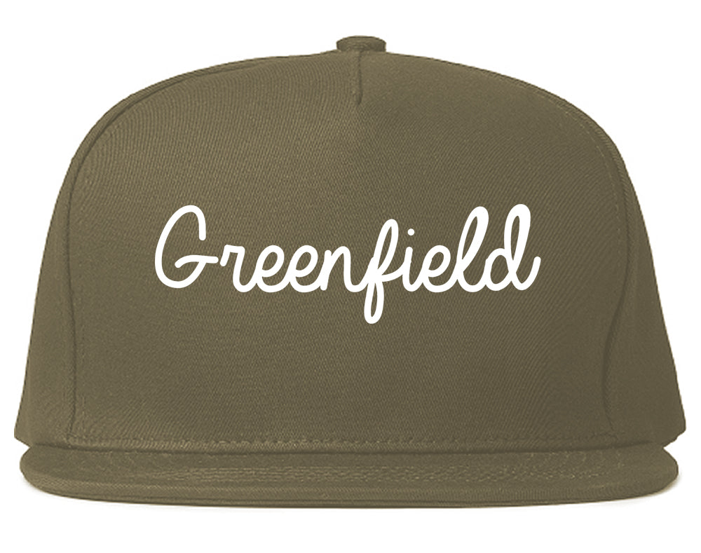 Greenfield California CA Script Mens Snapback Hat Grey