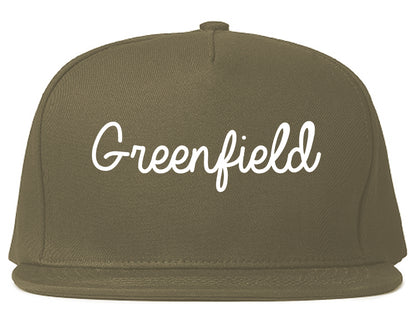 Greenfield California CA Script Mens Snapback Hat Grey