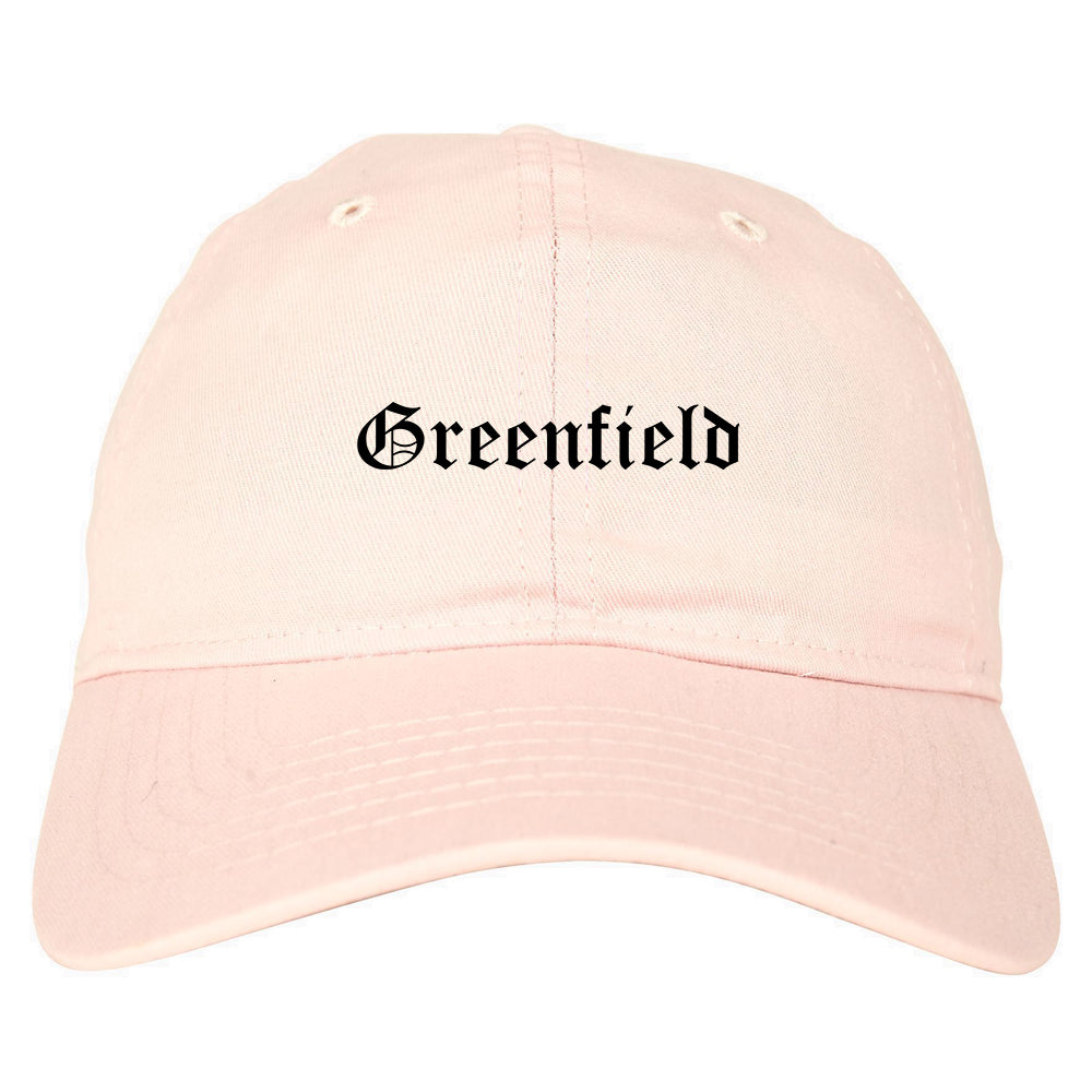 Greenfield Indiana IN Old English Mens Dad Hat Baseball Cap Pink