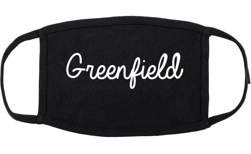 Greenfield Indiana IN Script Cotton Face Mask Black