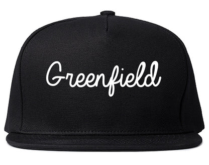 Greenfield Indiana IN Script Mens Snapback Hat Black