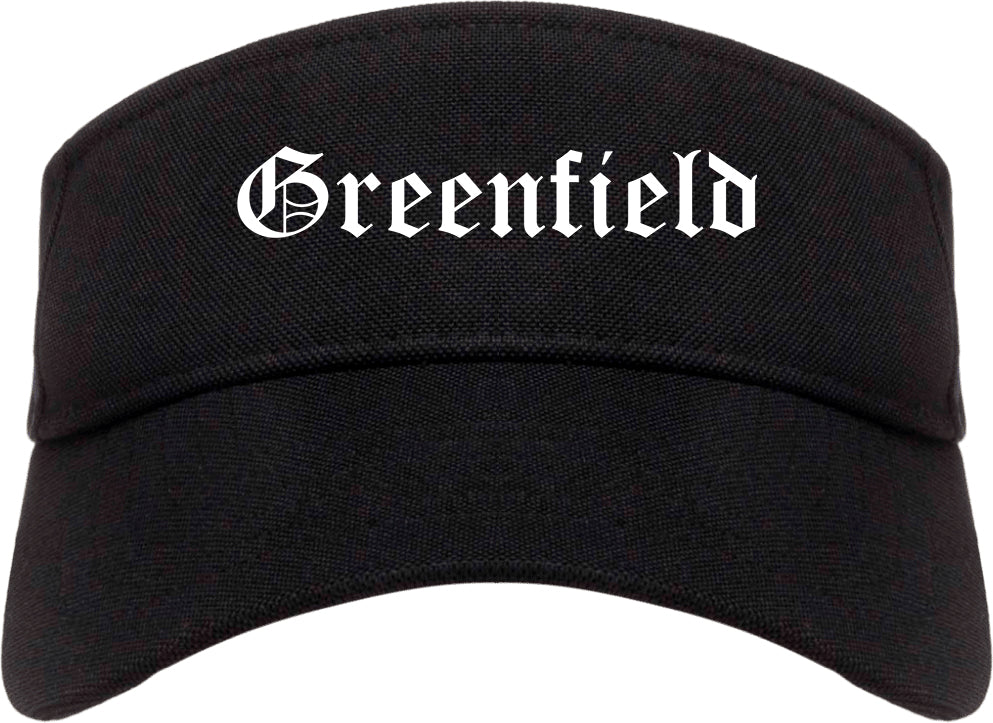 Greenfield Indiana IN Old English Mens Visor Cap Hat Black