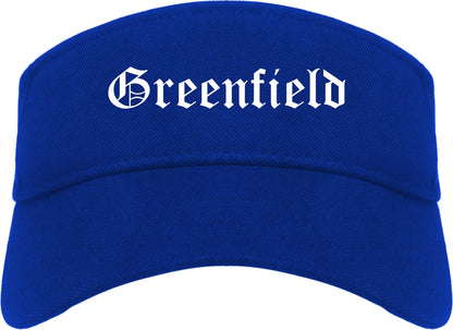 Greenfield Indiana IN Old English Mens Visor Cap Hat Royal Blue