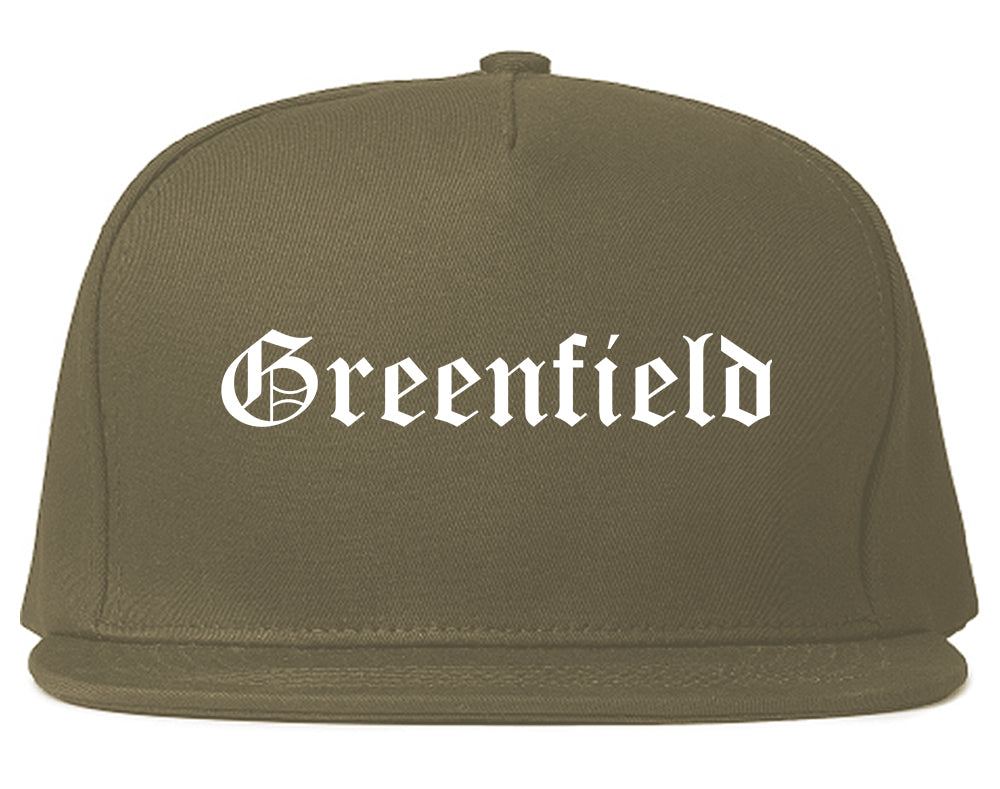 Greenfield Ohio OH Old English Mens Snapback Hat Grey