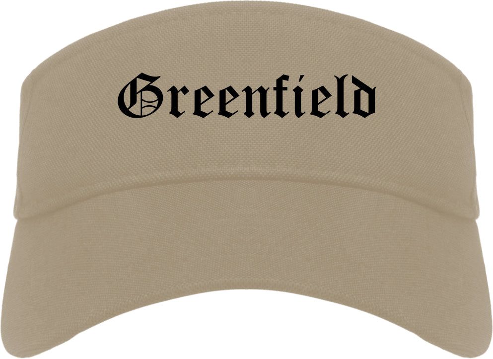 Greenfield Ohio OH Old English Mens Visor Cap Hat Khaki