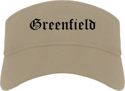 Greenfield Ohio OH Old English Mens Visor Cap Hat Khaki