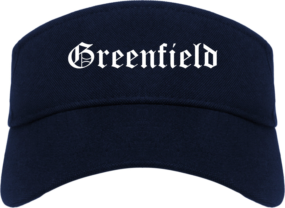 Greenfield Ohio OH Old English Mens Visor Cap Hat Navy Blue